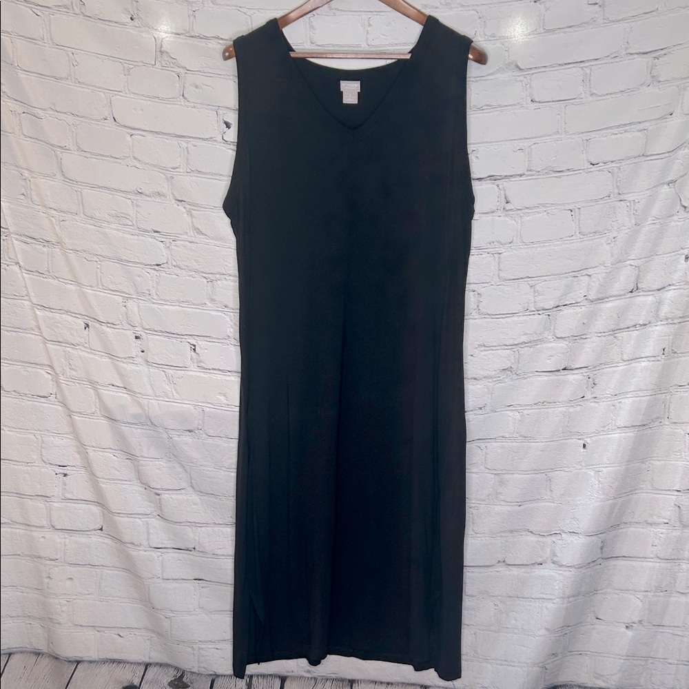 Chico’s Black V-Neck Sleeveless Dress Size 16 Excellent Condition